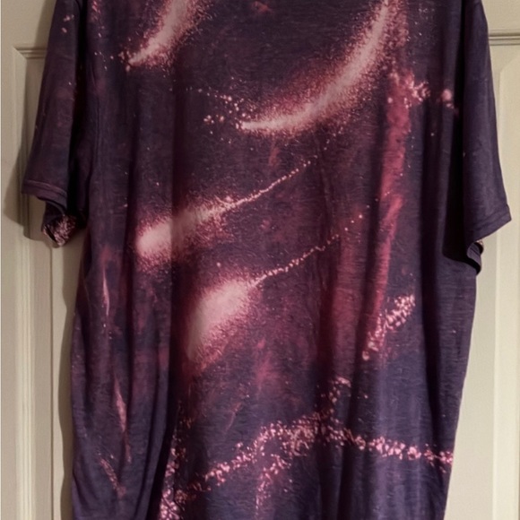 PEACE LOVE AND LOADED TEA, purple bleached out tshirt, top, size XL - Picture 3 of 4